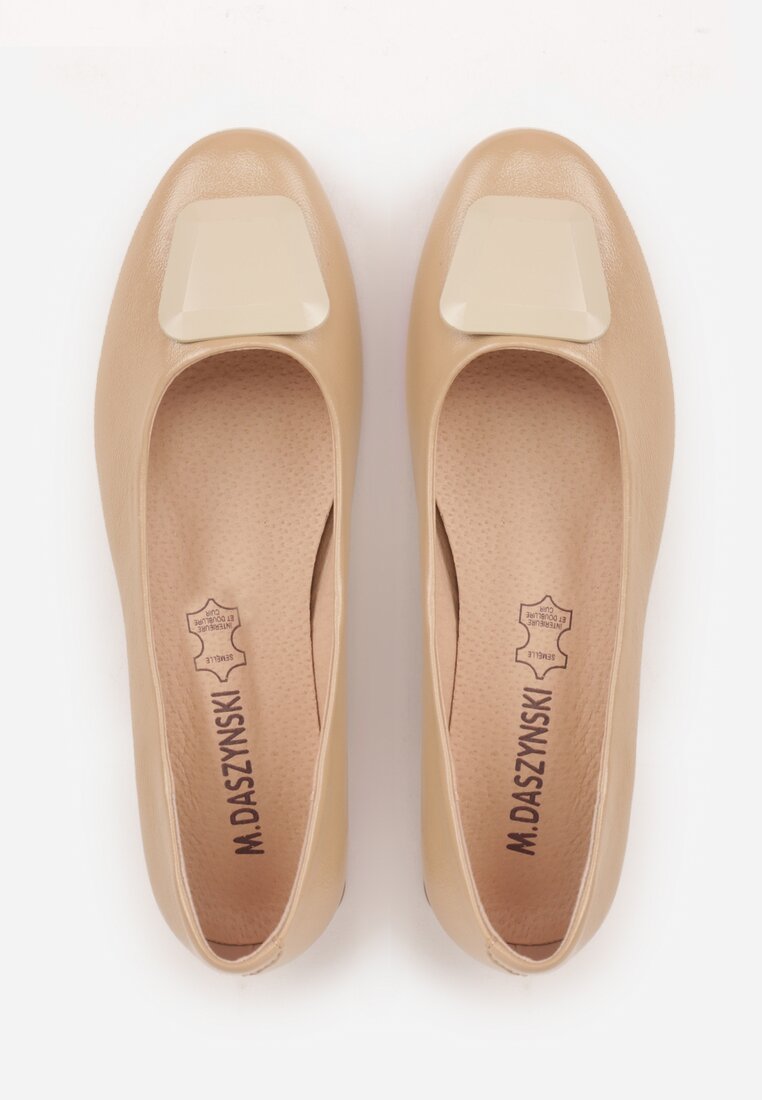 Beżowe Czółenka w Stylu Retro ze Skórzaną Wkładką Faylina