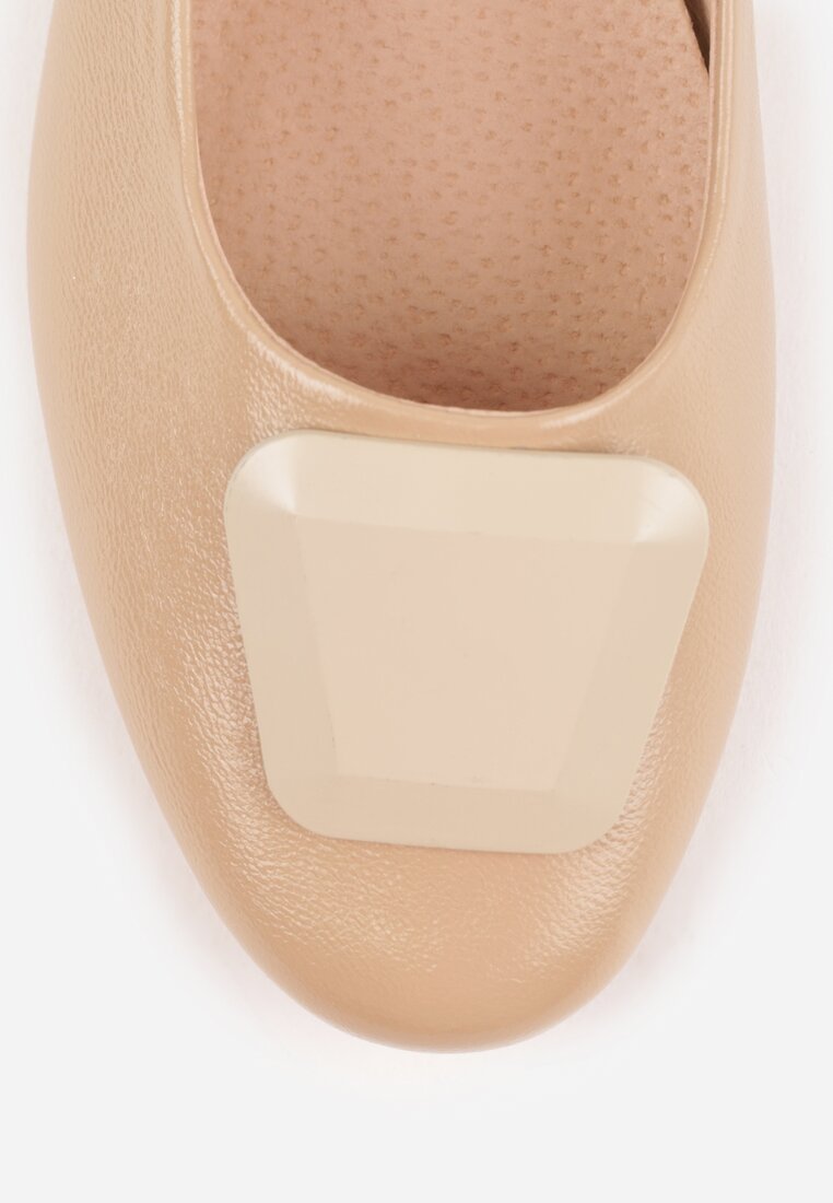 Beżowe Czółenka w Stylu Retro ze Skórzaną Wkładką Faylina