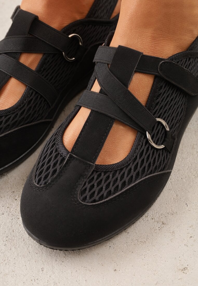 Czarne Tenisówki Sneakeriny z Siateczki z Zapięciem na Rzep Vianate