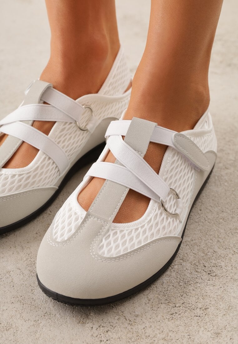 Szare Tenisówki Sneakeriny z Siateczki z Zapięciem na Rzep Vianate