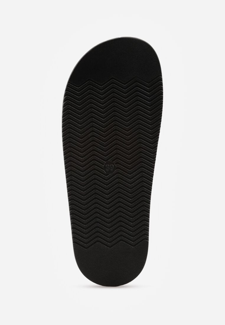 Czarne Klapki Japonki Ozdobione Aplikacją na Palcu Noevianna