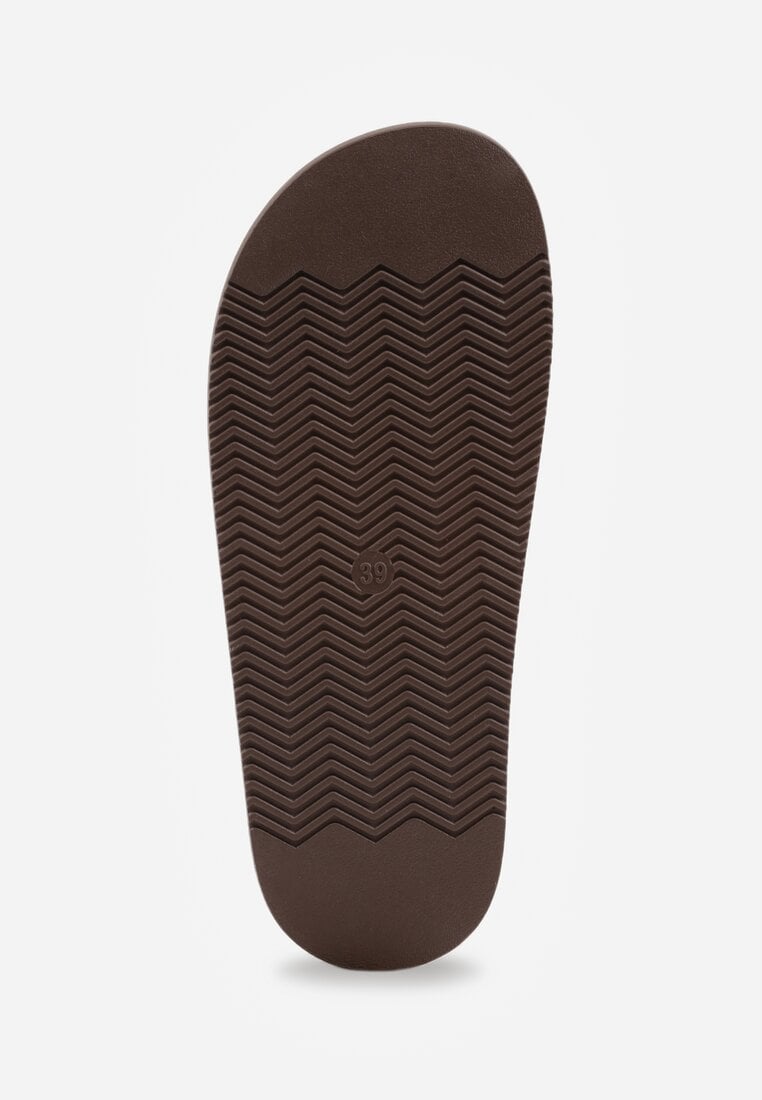 Brązowe Klapki Japonki Ozdobione Aplikacją na Palcu Noevianna