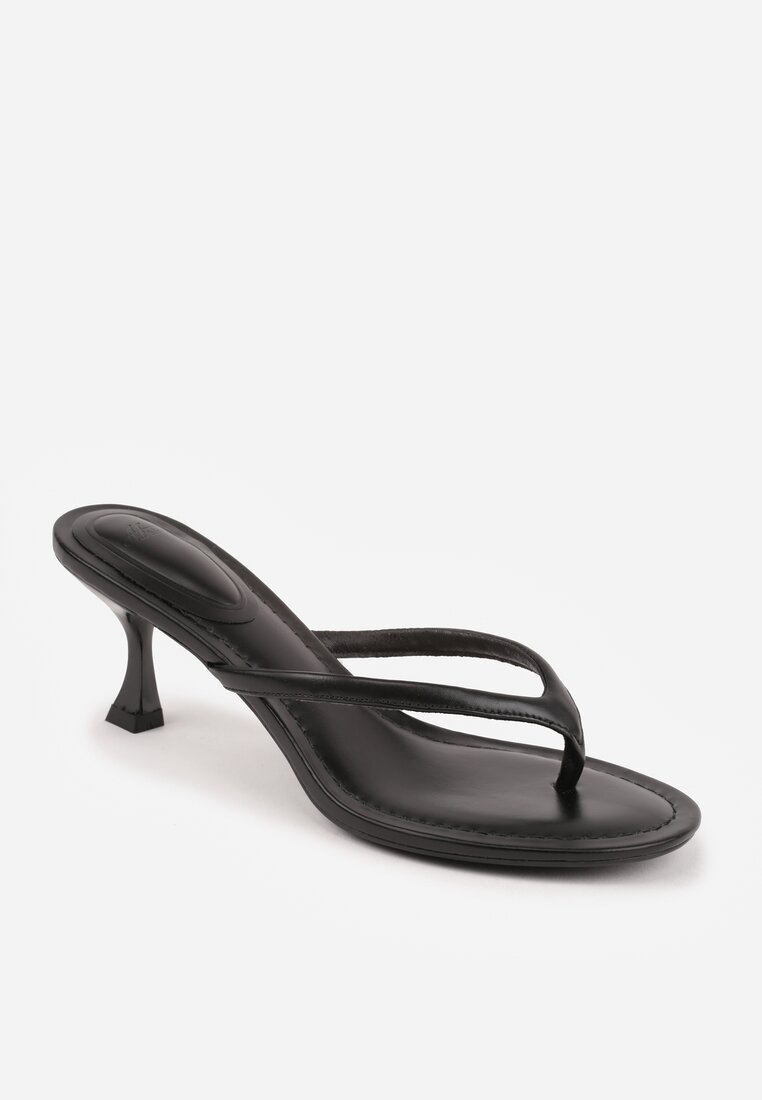 Czarne Minimalistyczne Klapki Japonki na Kaczuszce Saphohsa