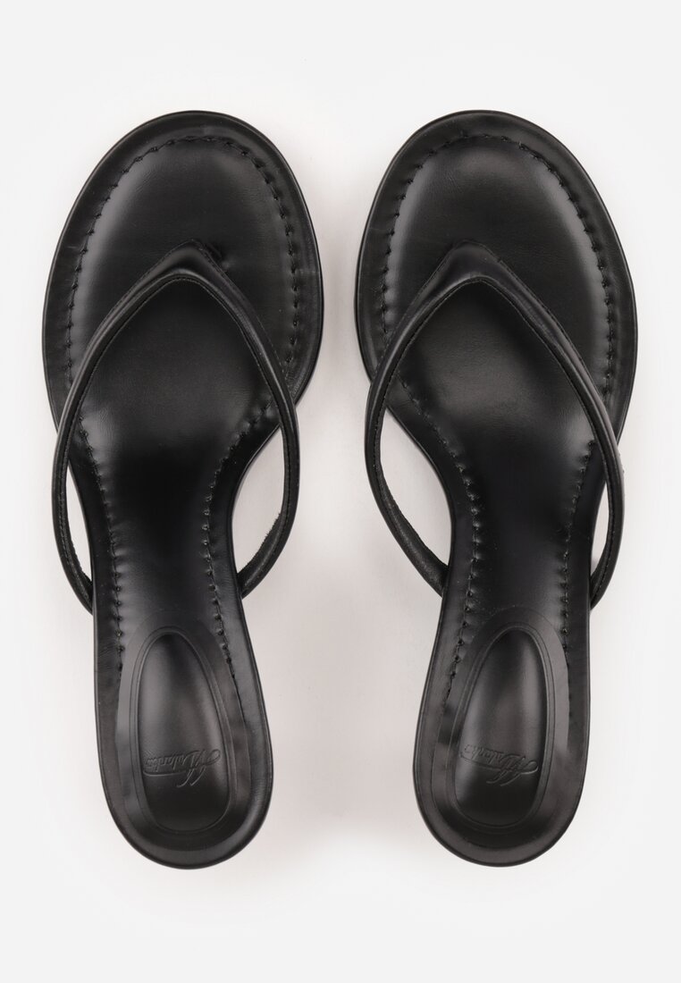 Czarne Minimalistyczne Klapki Japonki na Kaczuszce Saphohsa