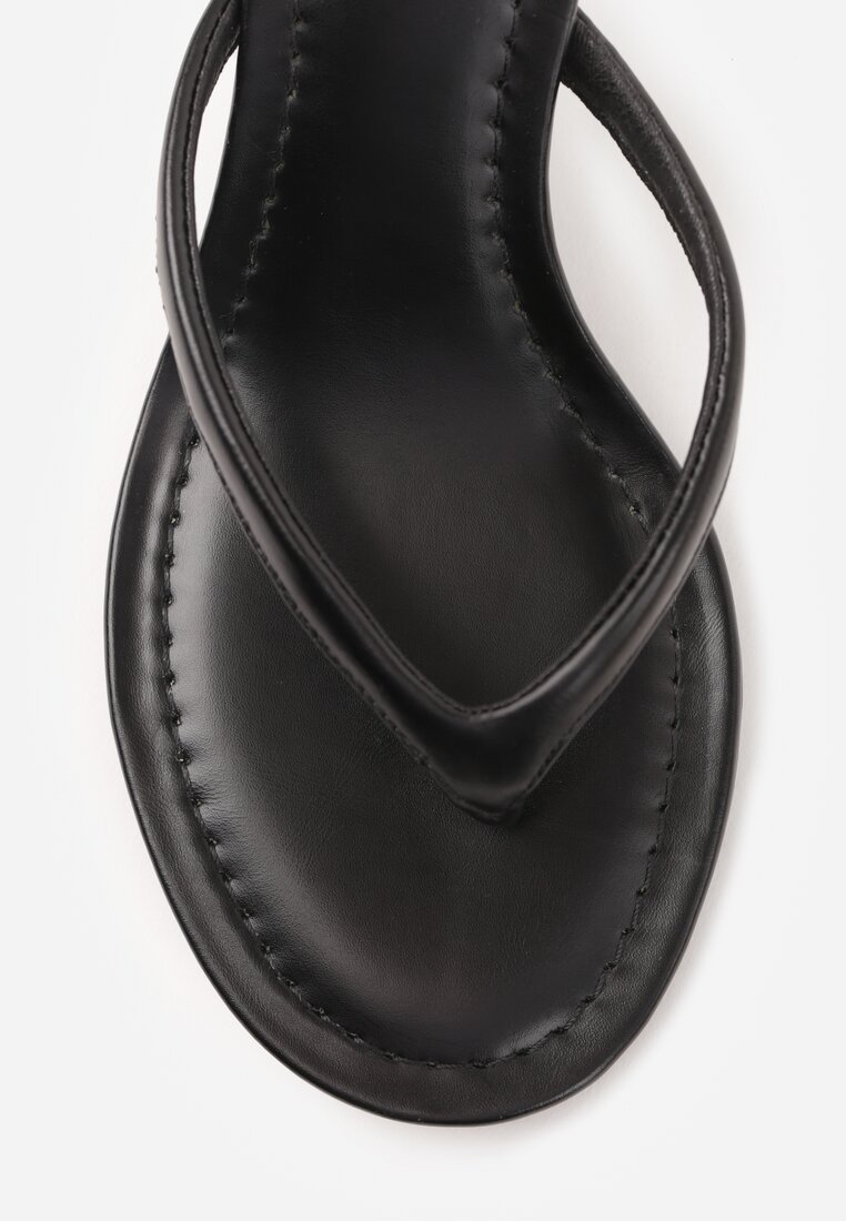 Czarne Minimalistyczne Klapki Japonki na Kaczuszce Saphohsa