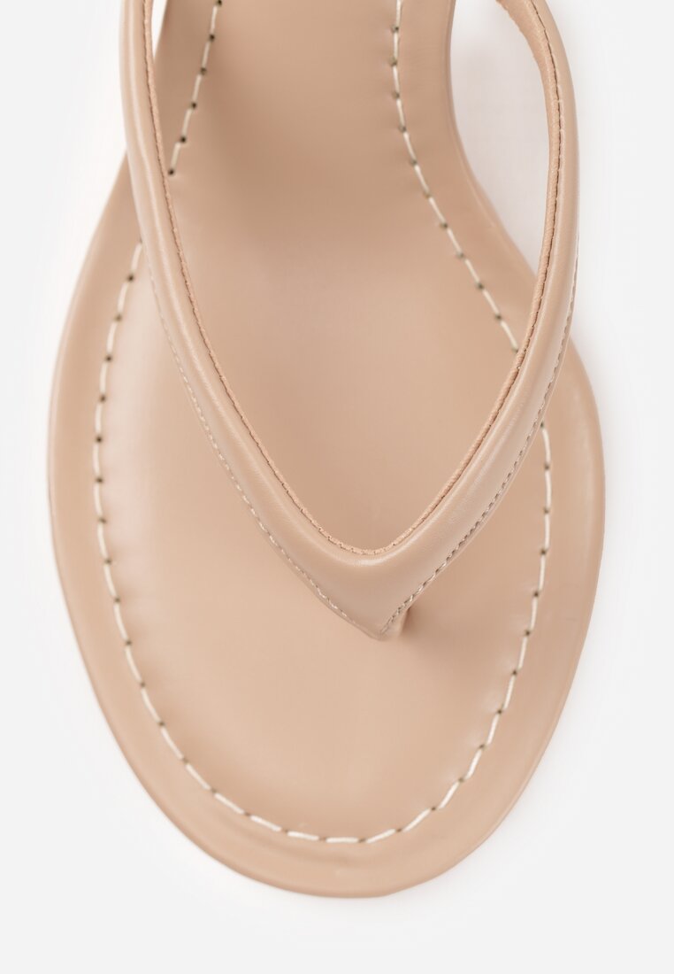 Ciemnobeżowe Minimalistyczne Klapki Japonki na Kaczuszce Saphohsa