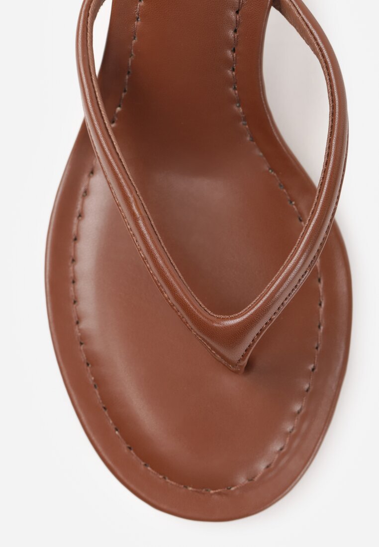 Brązowe Minimalistyczne Klapki Japonki na Kaczuszce Saphohsa