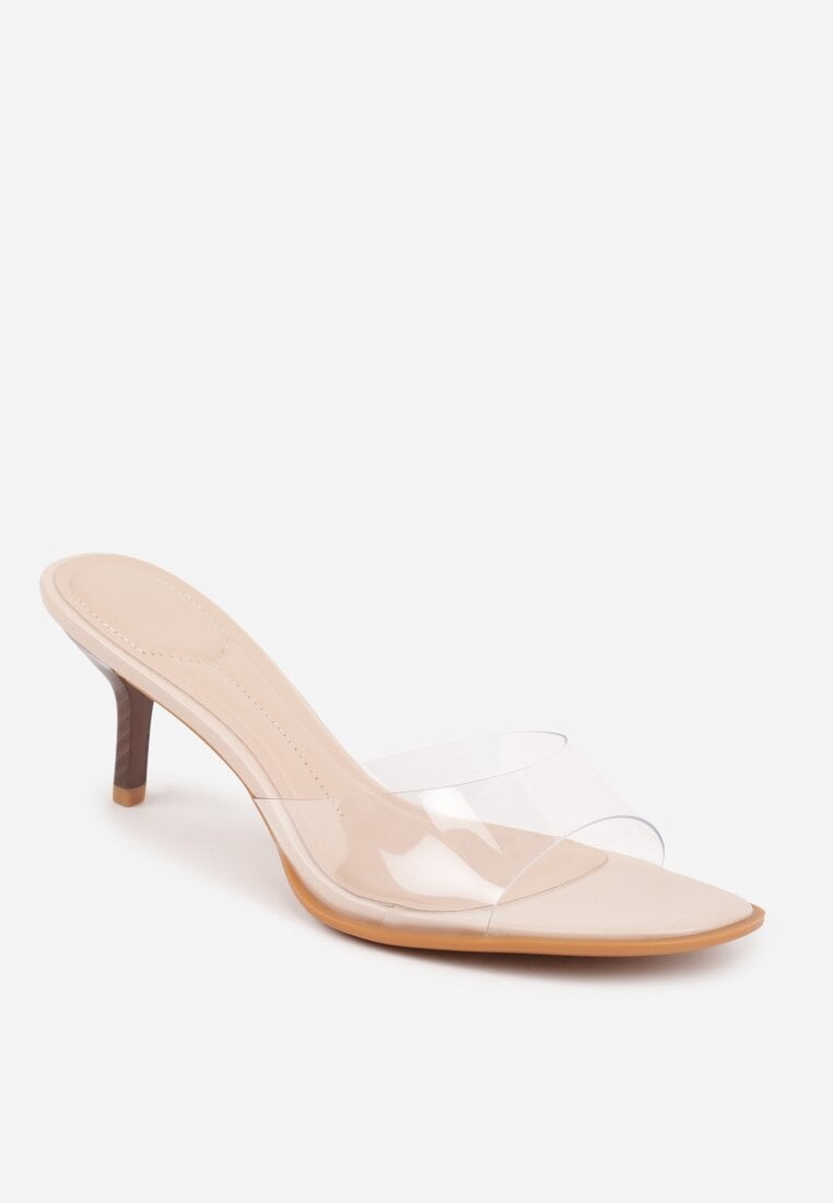 Beżowe Transparentne Klapki na Kaczuszce Helymna