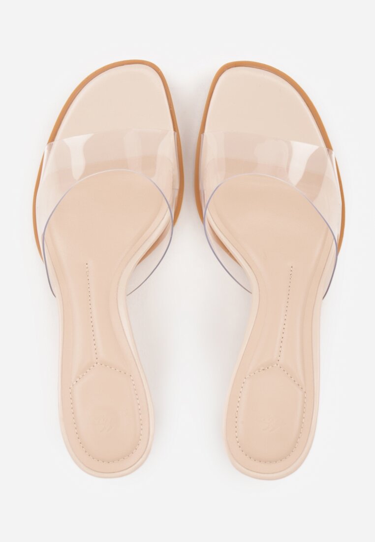 Beżowe Transparentne Klapki na Kaczuszce Helymna