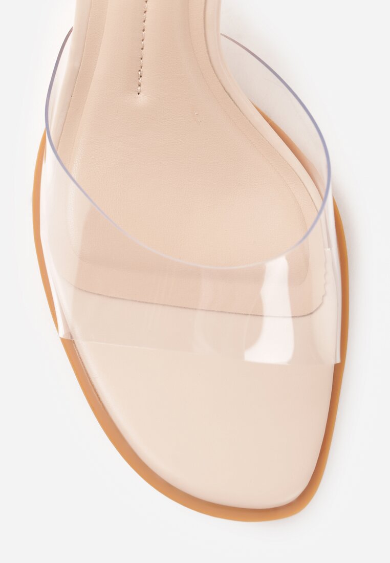 Beżowe Transparentne Klapki na Kaczuszce Helymna