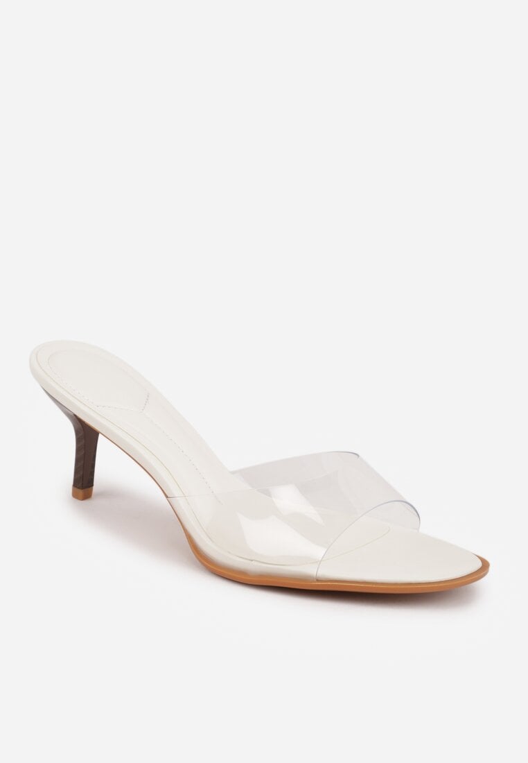 Białe Transparentne Klapki na Kaczuszce Helymna