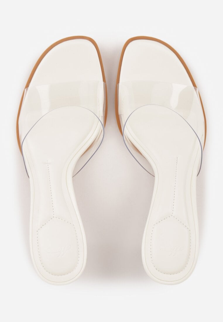 Białe Transparentne Klapki na Kaczuszce Helymna