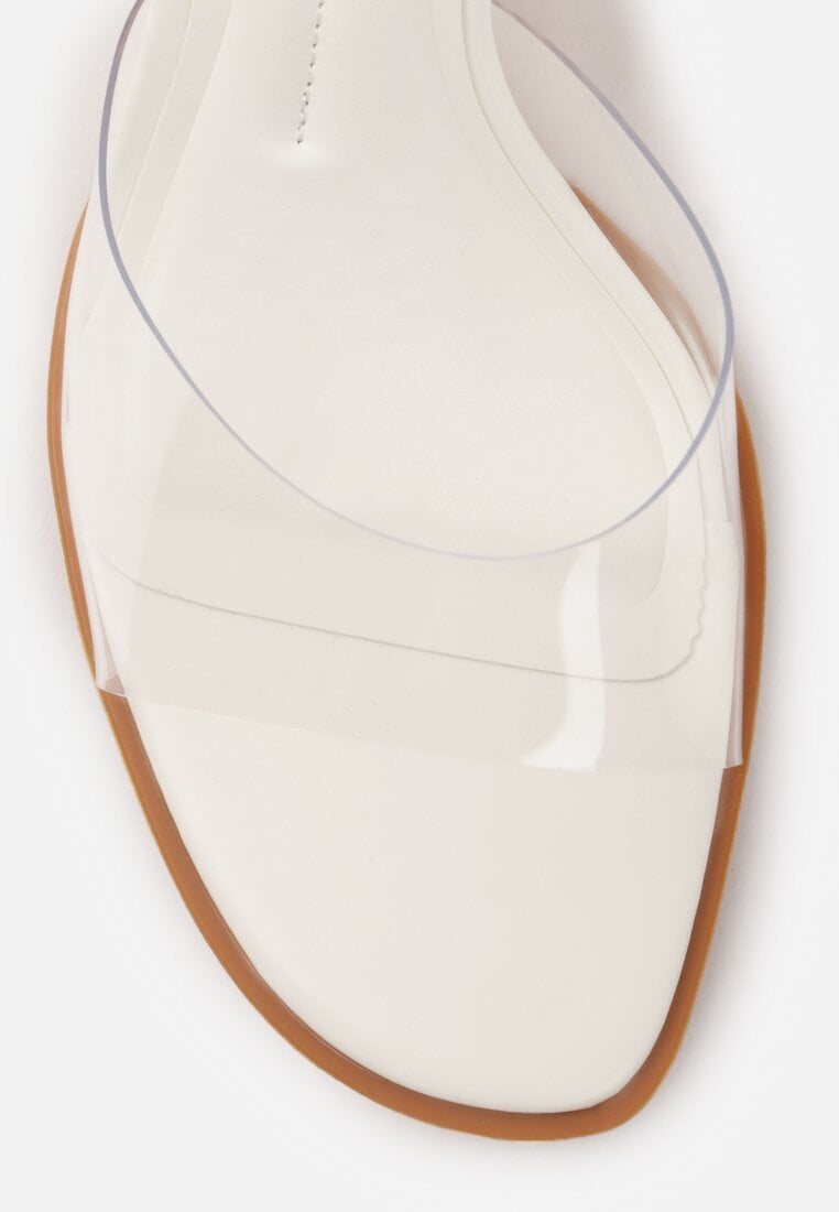 Białe Transparentne Klapki na Kaczuszce Helymna