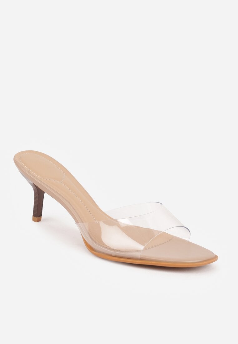 Ciemnobeżowe Transparentne Klapki na Kaczuszce Helymna