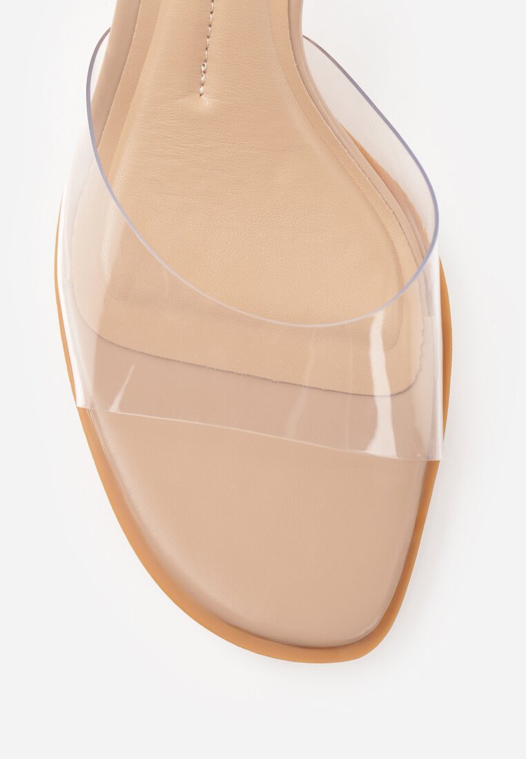 Ciemnobeżowe Transparentne Klapki na Kaczuszce Helymna