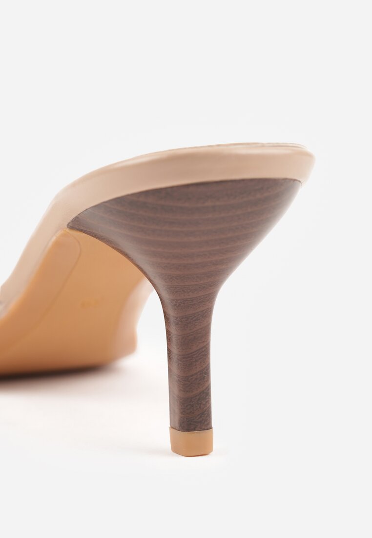 Ciemnobeżowe Transparentne Klapki na Kaczuszce Helymna