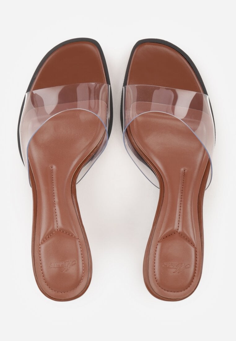 Brązowe Transparentne Klapki na Kaczuszce Helymna