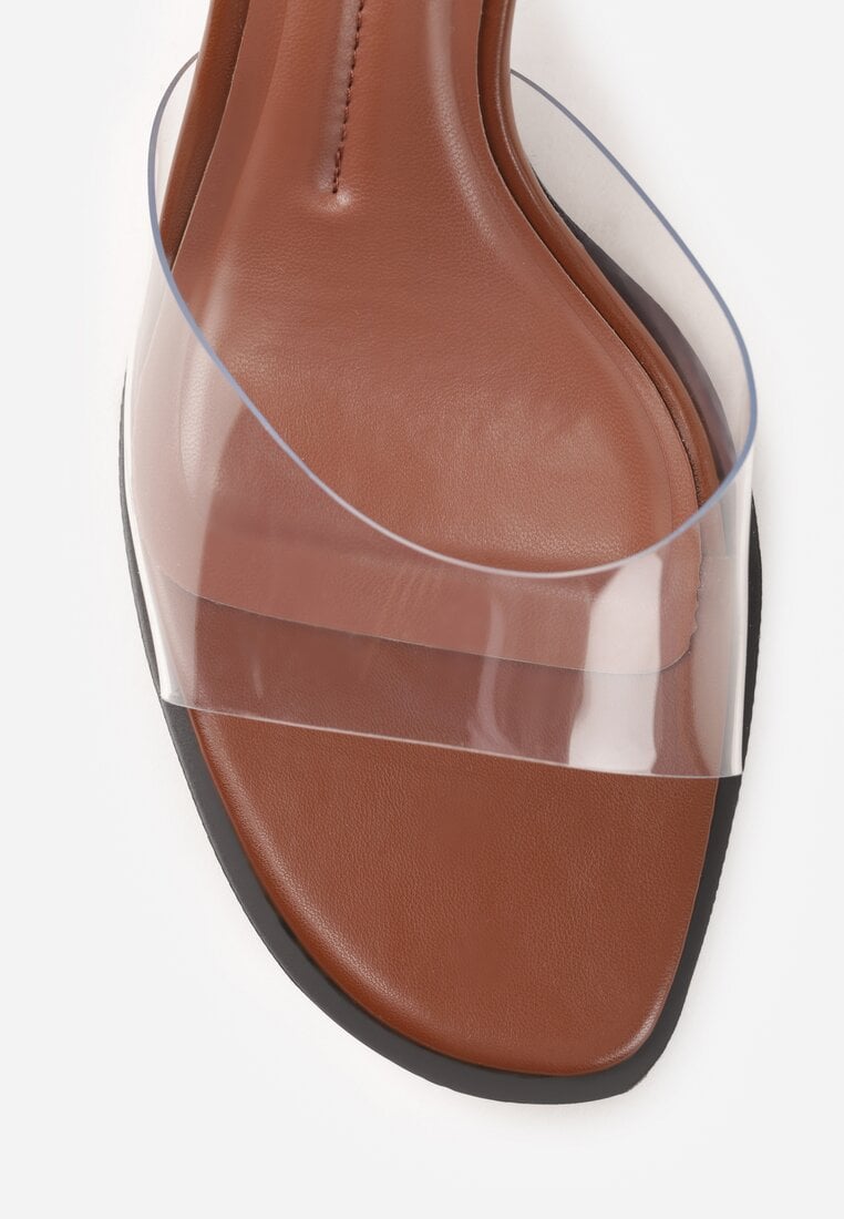 Brązowe Transparentne Klapki na Kaczuszce Helymna