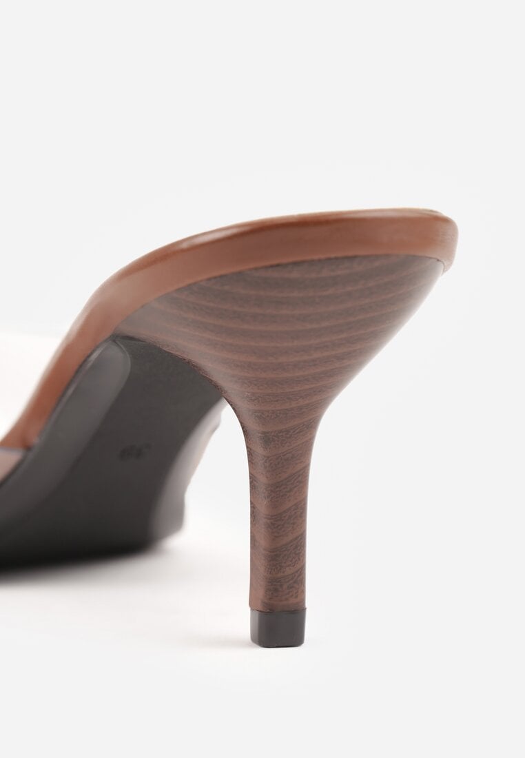 Brązowe Transparentne Klapki na Kaczuszce Helymna