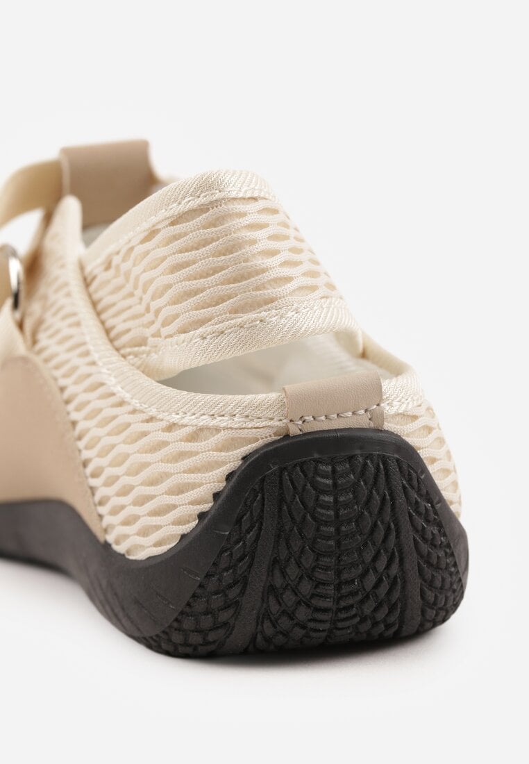 Ciemnobeżowe Tenisówki Sneakeriny z Siateczki z Zapięciem na Rzep Vianate