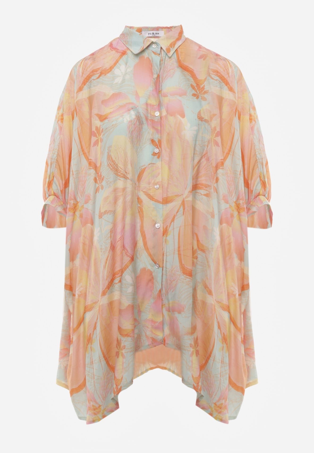 Pomarańczowa Nietoperzowa Koszula z Bawełną o Fasonie Oversize Celista