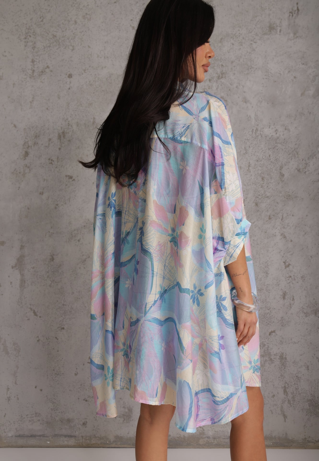 Niebieska Nietoperzowa Koszula z Bawełną o Fasonie Oversize Celista