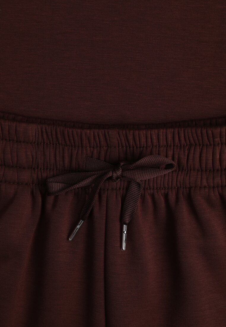 Brązowy Bawełniano-Wiskozowy Komplet Sportowy T-shirt i Szorty Areinna