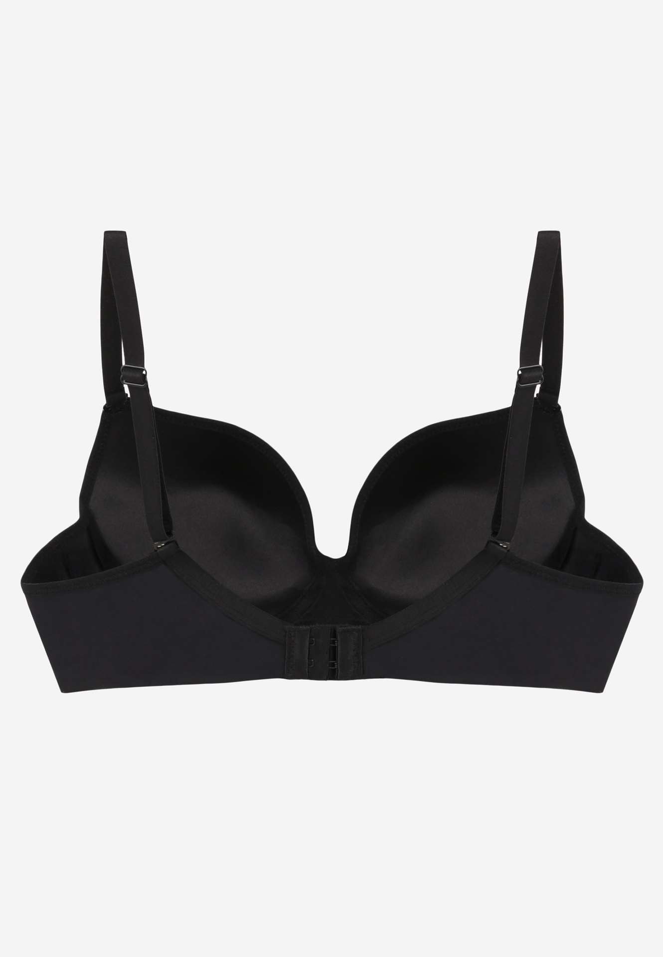 Czarny Biustonosz Push Up o Gładkim Wykończeniu z Cyrkoniową Aplikacją Claronei