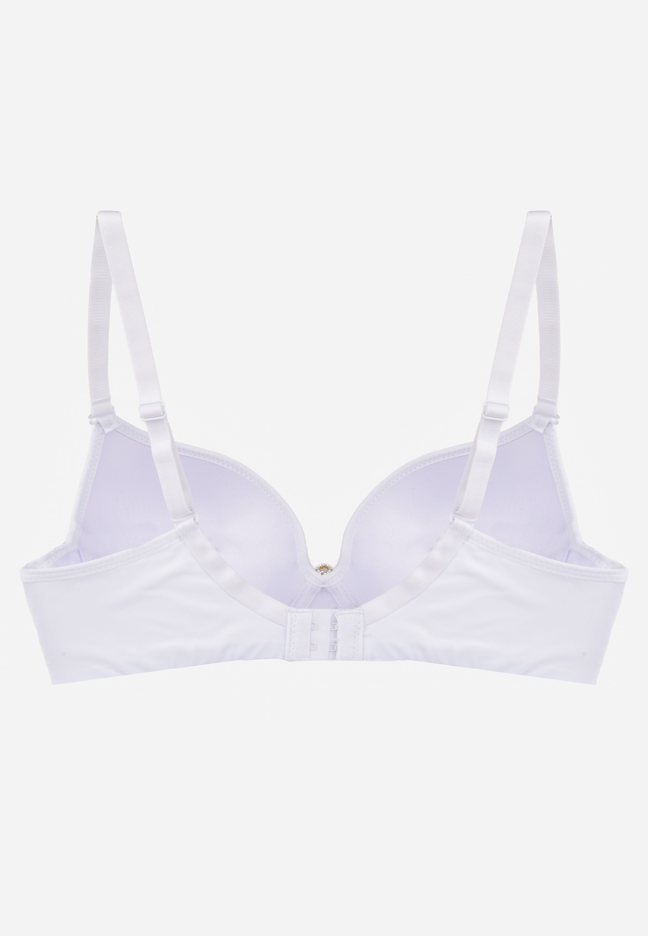 Biały Biustonosz Push Up o Gładkim Wykończeniu z Cyrkoniową Aplikacją Claronei