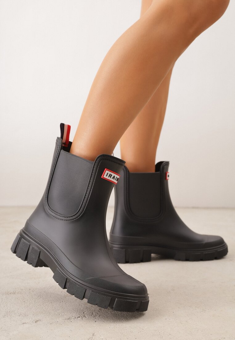 Czarne Kalosze Sztyblety na Podeszwie z Bieżnikiem Jovalia