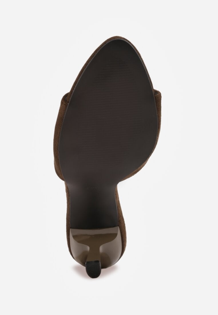 Zielone Klapki na Geometrycznej Szpilce z Wyciętą Cholewką Iolaris