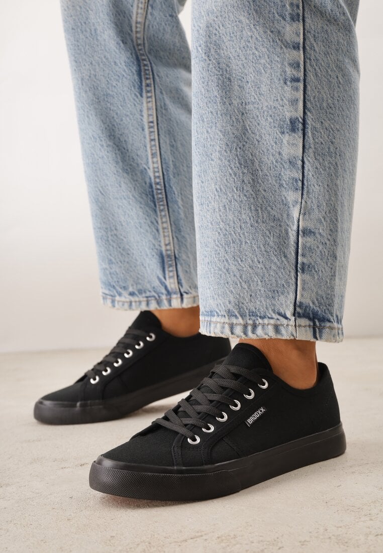 Czarne Casualowe Trampki w Stylu Basic Tulipmeadow