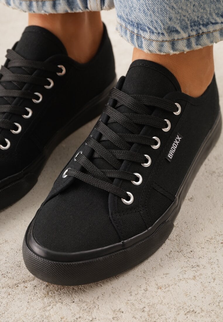 Czarne Casualowe Trampki w Stylu Basic Tulipmeadow