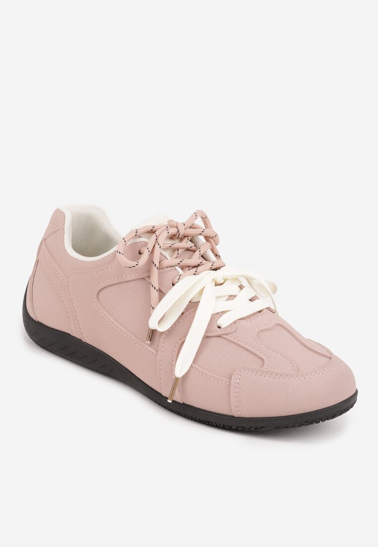 Różowe Sneakersy z Podwójnym Sznurowaniem i Geometrycznymi Wstawkami Adrearah