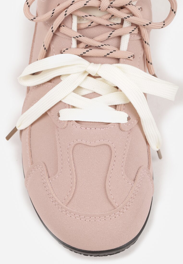 Różowe Sneakersy z Podwójnym Sznurowaniem i Geometrycznymi Wstawkami Adrearah