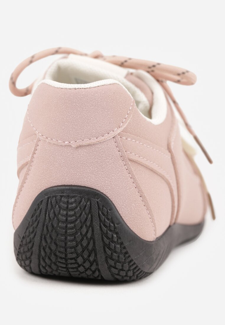 Różowe Sneakersy z Podwójnym Sznurowaniem i Geometrycznymi Wstawkami Adrearah