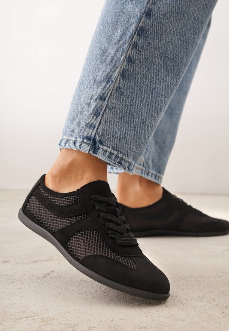 Czarne Siateczkowe Sneakersy w Stylu Tenisówek Adranella