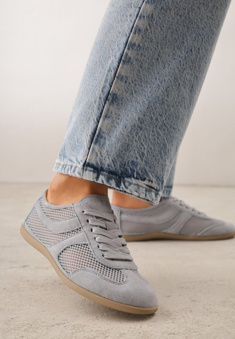 Niebieskie Siateczkowe Sneakersy w Stylu Tenisówek Adranella