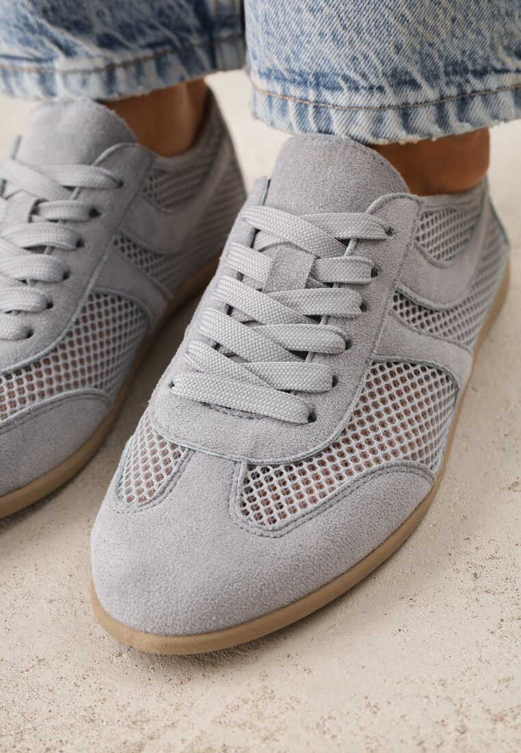 Niebieskie Siateczkowe Sneakersy w Stylu Tenisówek Adranella