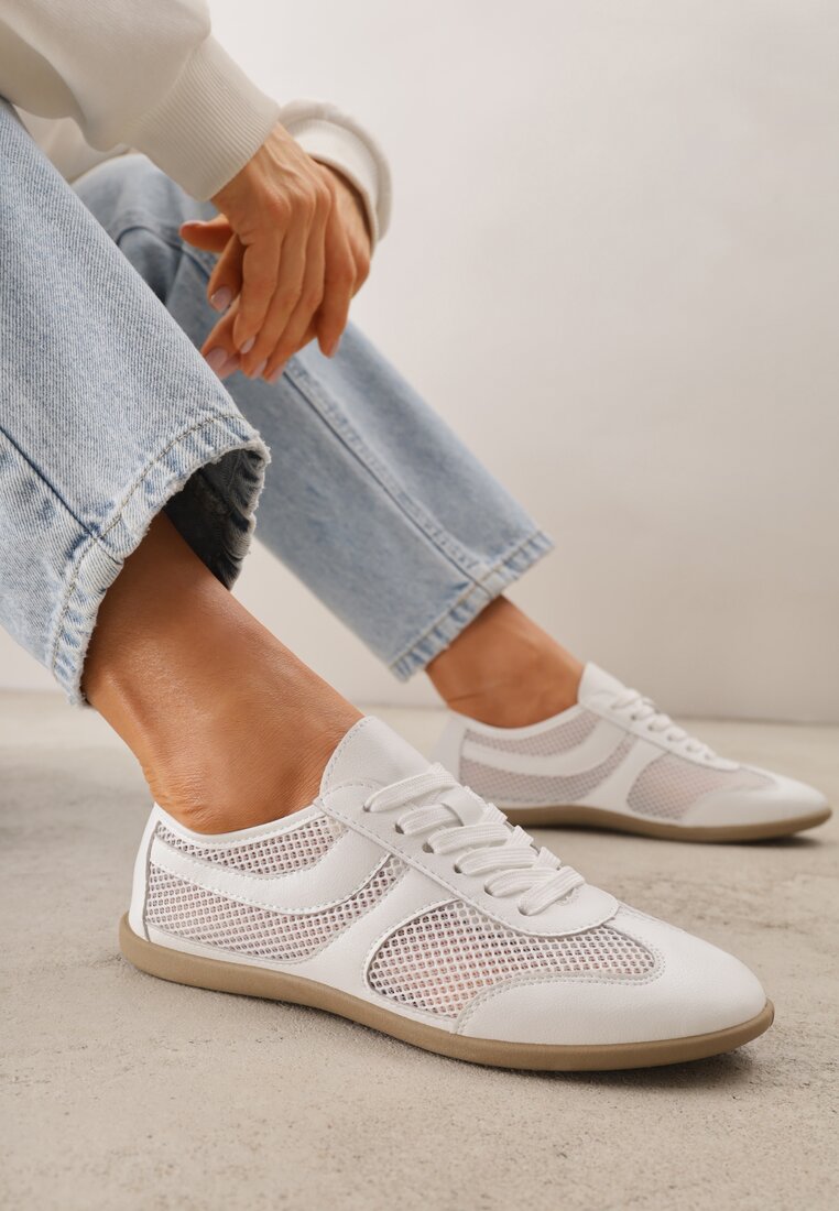 Białe Siateczkowe Sneakersy w Stylu Tenisówek Adranella