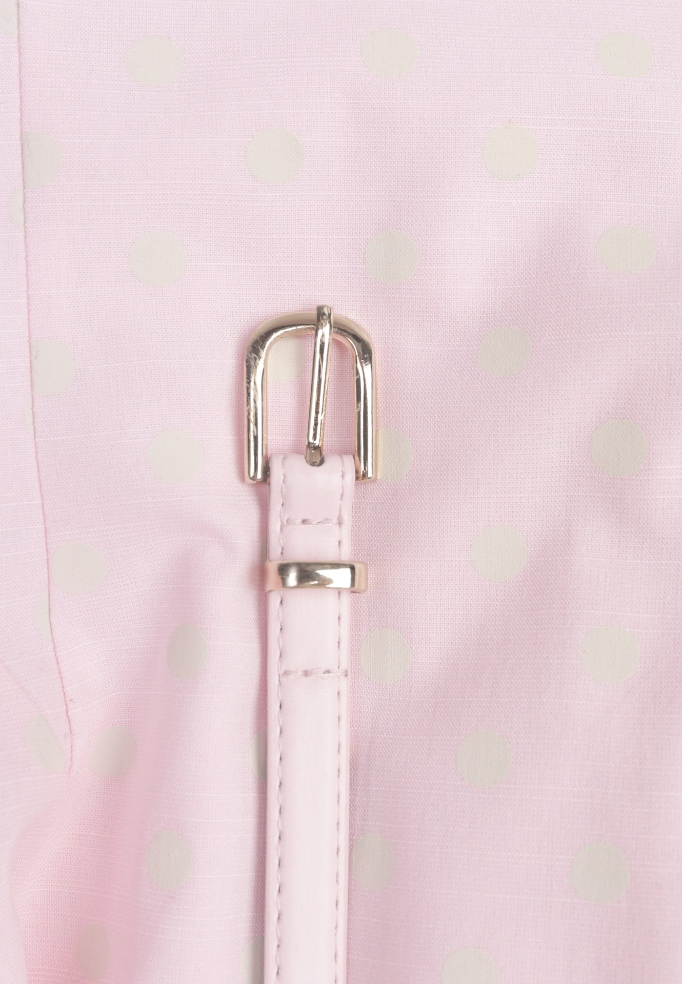 Różowa Retro Sukienka z Bawełny i Wiskozy w Kropki o Rozkloszowanym Kroju Phrithoe