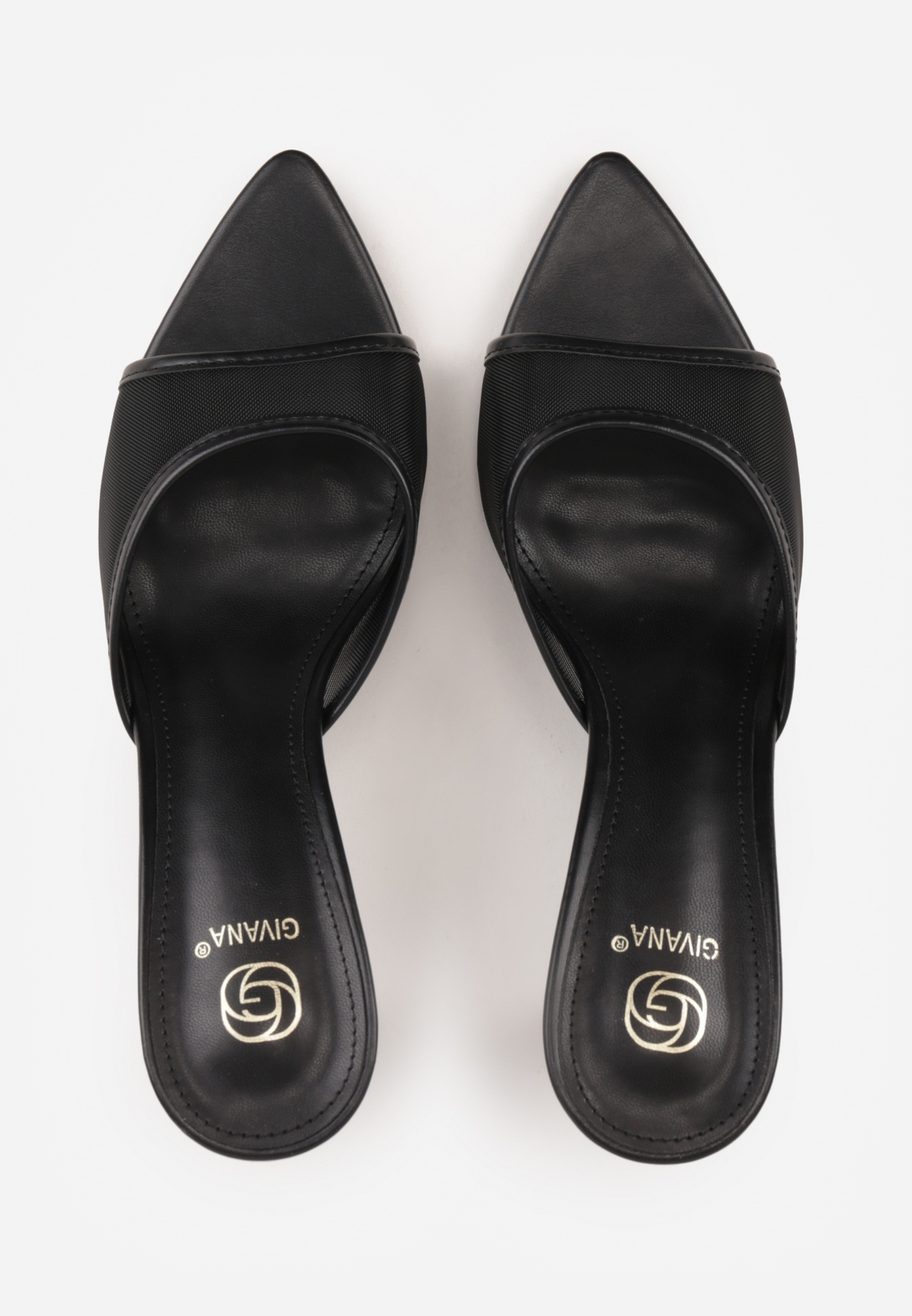 Czarne Siateczkowe Klapki na Szpilce Cirinome