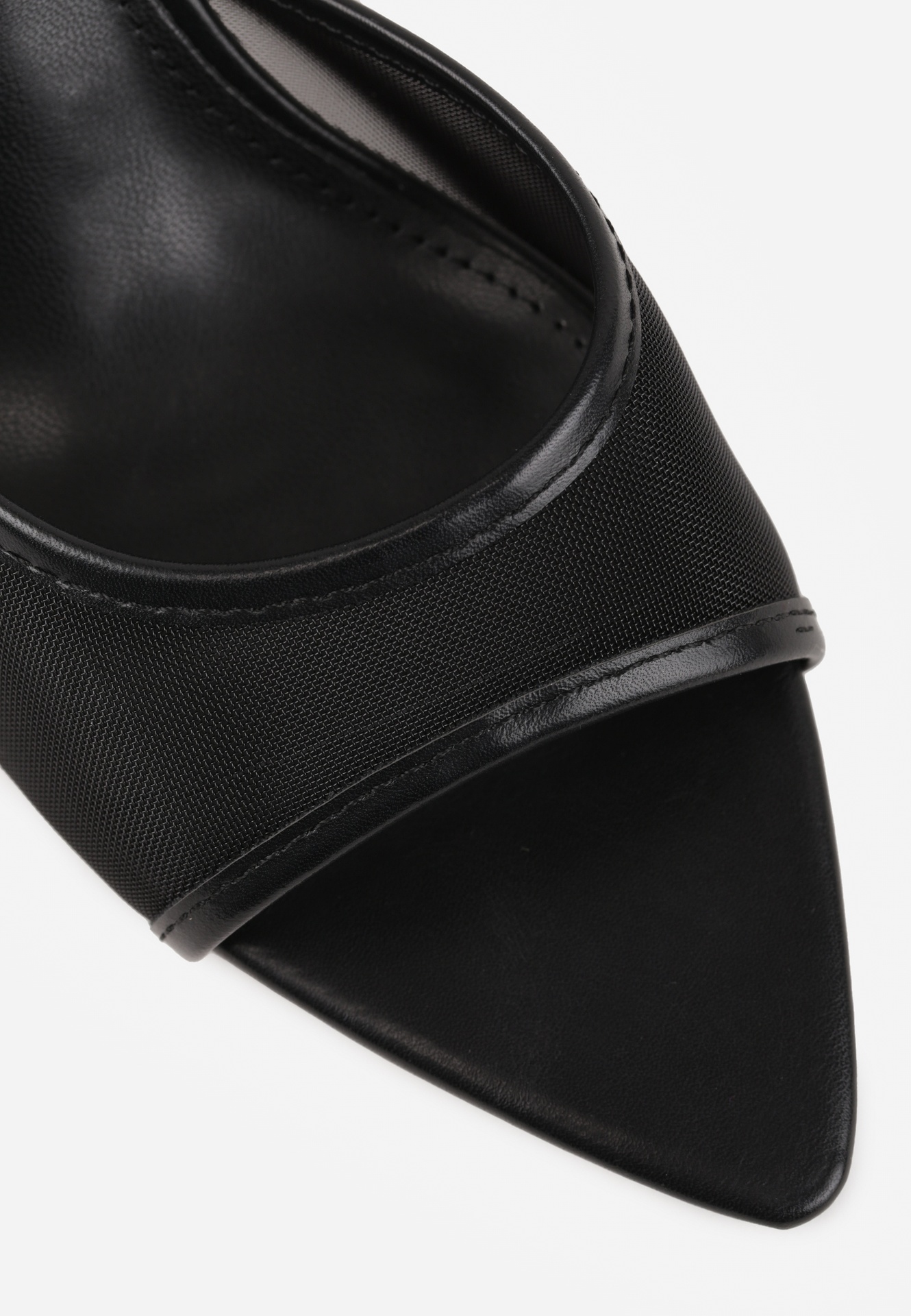 Czarne Siateczkowe Klapki na Szpilce Cirinome