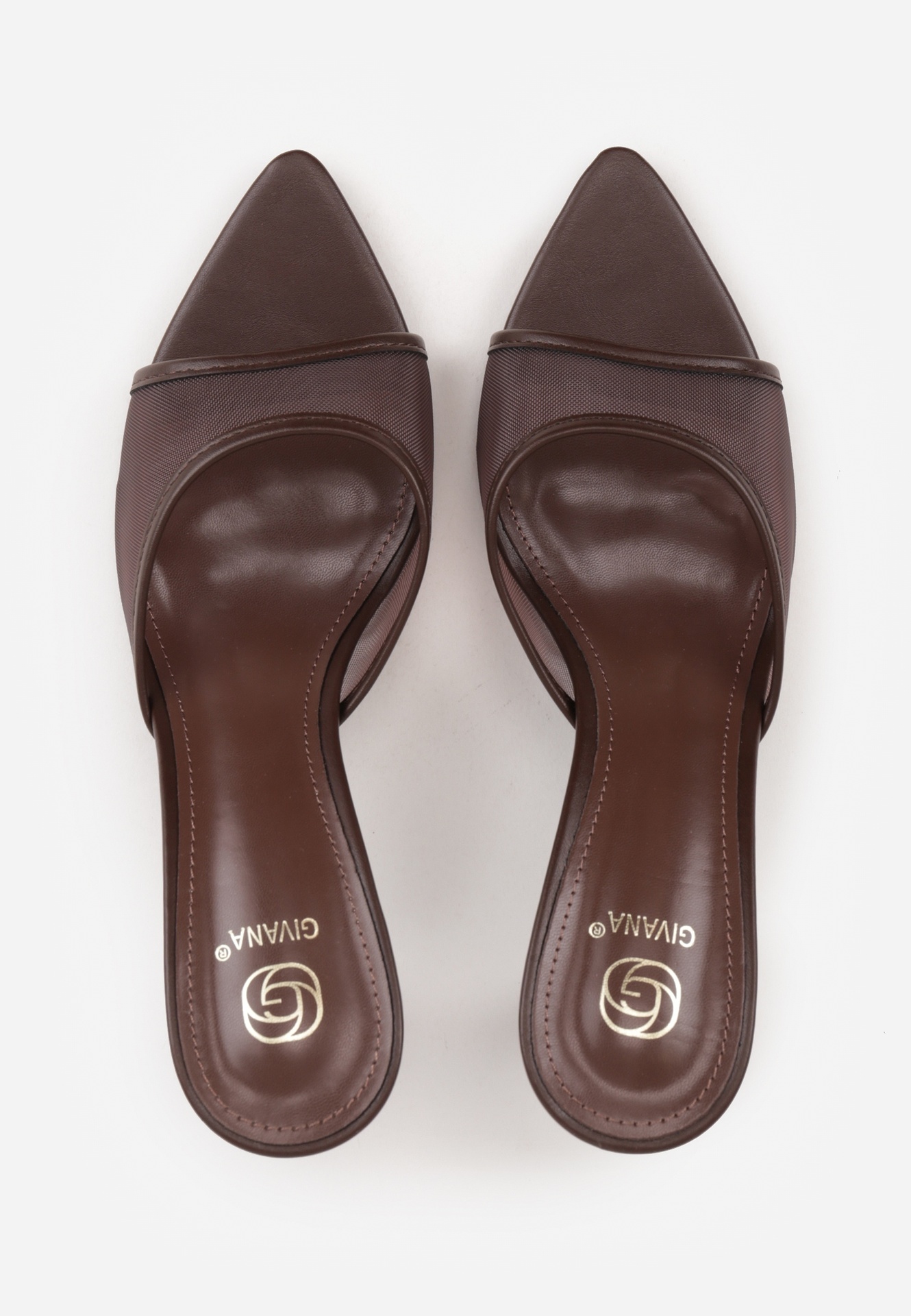 Brązowe Siateczkowe Klapki na Szpilce Cirinome