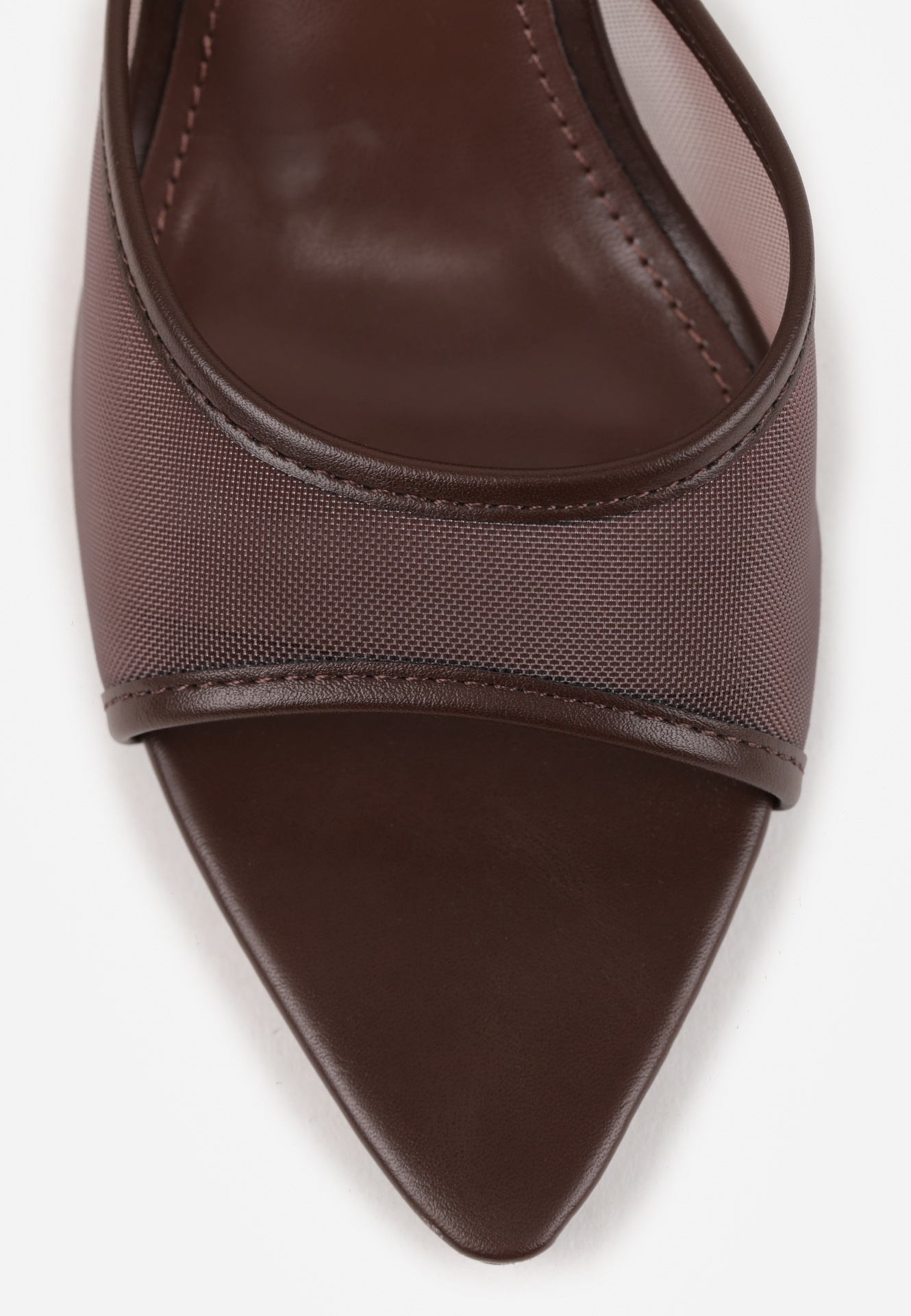 Brązowe Siateczkowe Klapki na Szpilce Cirinome