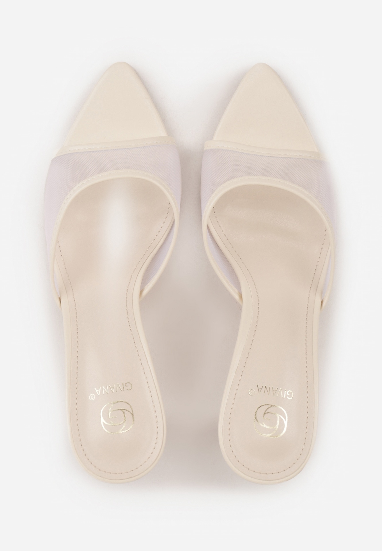 Beżowe Siateczkowe Klapki na Szpilce Cirinome