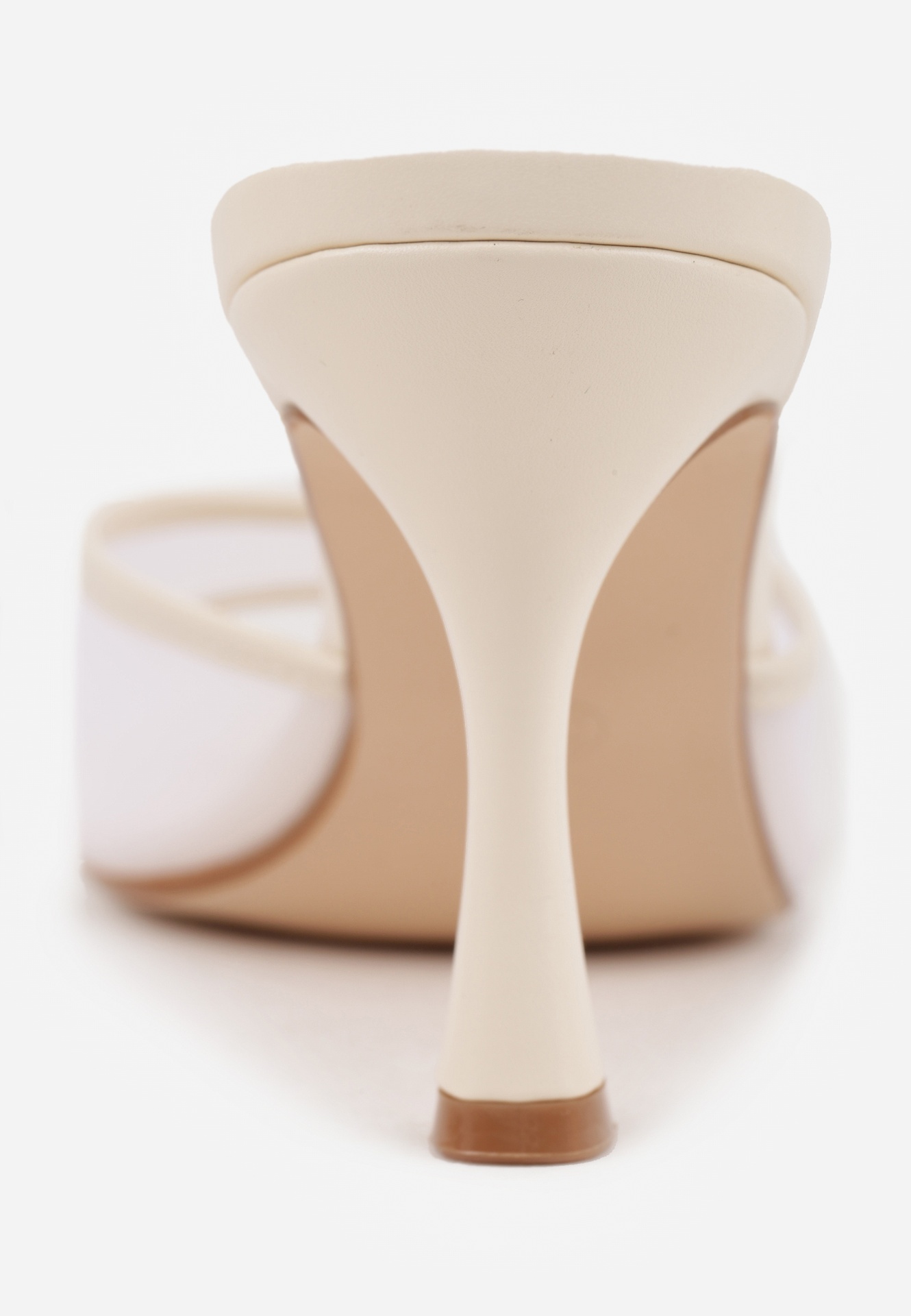 Beżowe Siateczkowe Klapki na Szpilce Cirinome