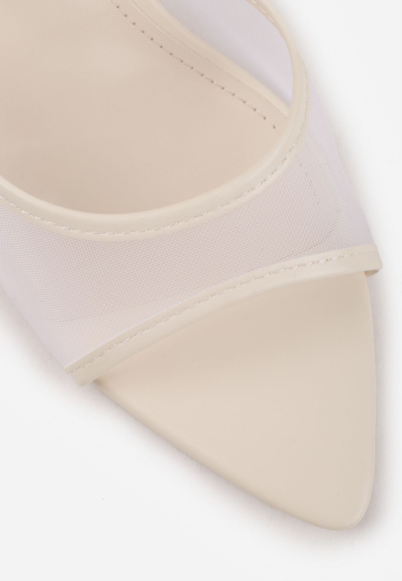 Beżowe Siateczkowe Klapki na Szpilce Cirinome