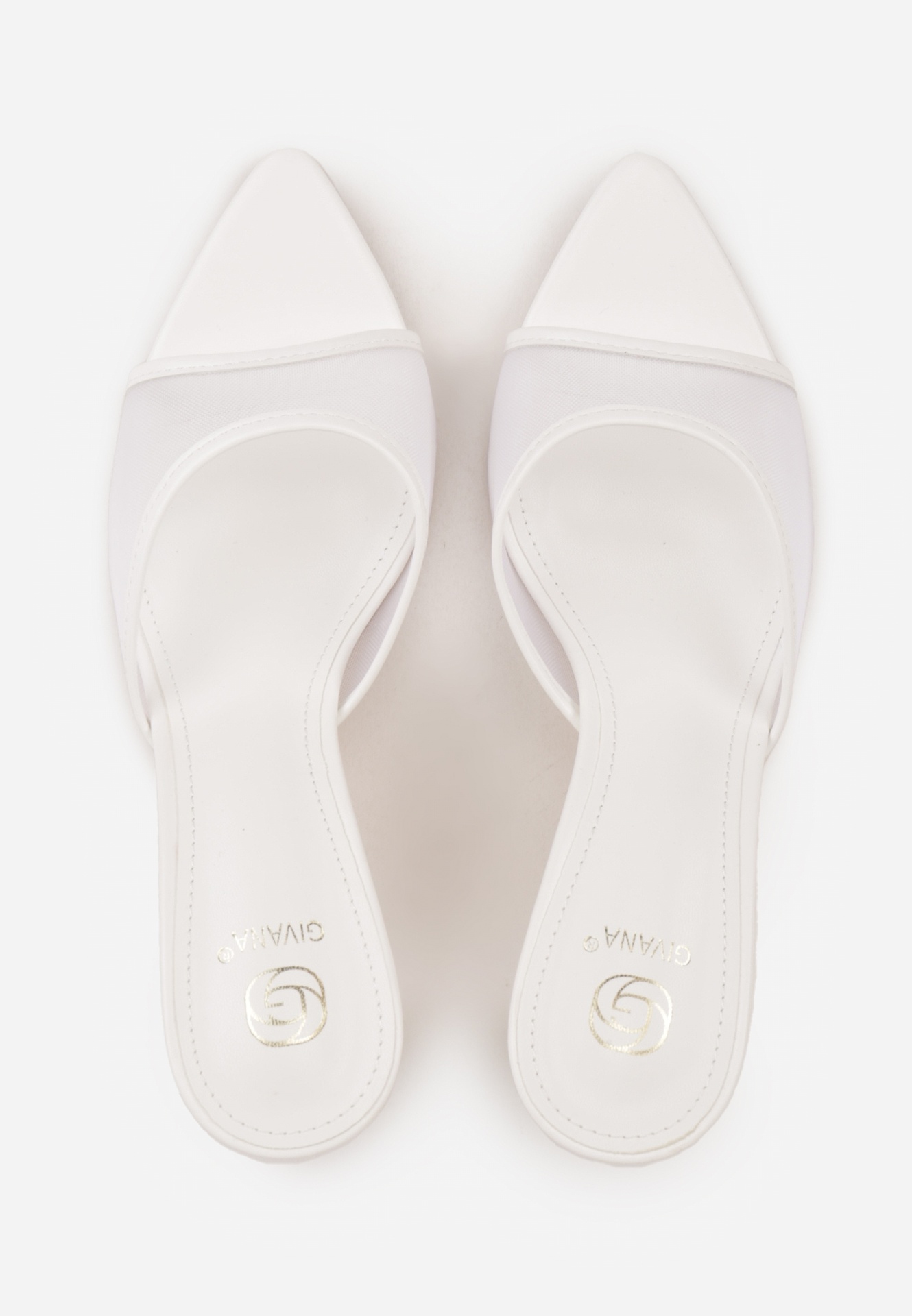 Białe Siateczkowe Klapki na Szpilce Cirinome