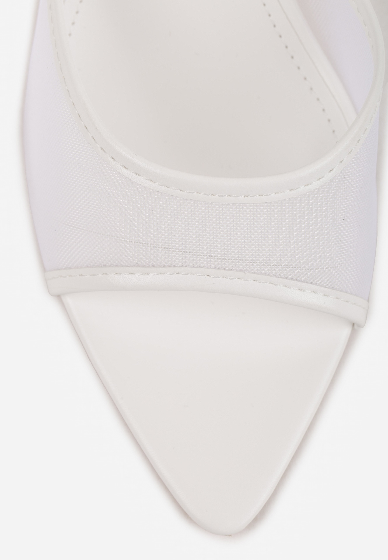 Białe Siateczkowe Klapki na Szpilce Cirinome